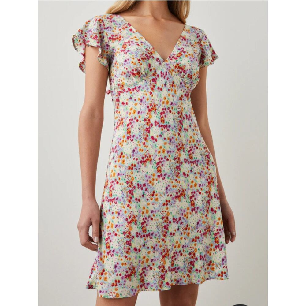 Revolve Rails Gigi Fleur Floral Sun Dress Flutter Sleeves L